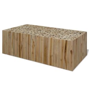 TABLE BASSE Table basse Teck authentique - P160 - Marron - Bois - Panneaux de particules - Aspect bois