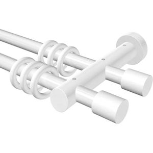 Kit de tringle extensible (85 à 135 cm) Cylindre strié Blanc