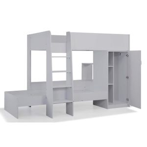 Lit Combine A 2 Couchages Gris Et Blanc Achat Vente Pas Cher