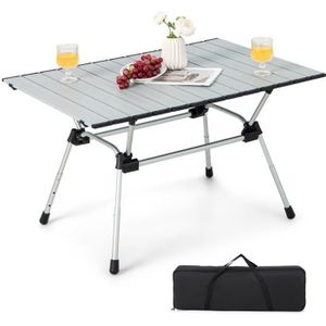 Table pliante de camping avec 2 tablettes latérales et étagère de grille pour  barbecue pique-nique 146x45x82cm 20_0001216