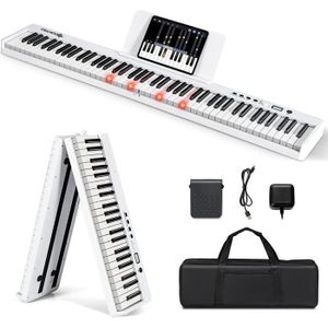 Coolmusic 88 Touches Piano Clavier Pliable Bluetooth Piano Numérique avec  Touches Lumineuses Clavier Semi-Poids Piano, Rechargeable, Portable
