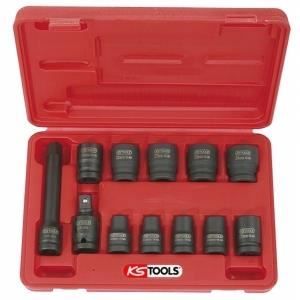 KIRXST Jeu De 10 Douilles Longues à Chocs XZN 1/2'' M5-M18 - Coffret Douilles 12 Pans Pour Clé à Percussion
