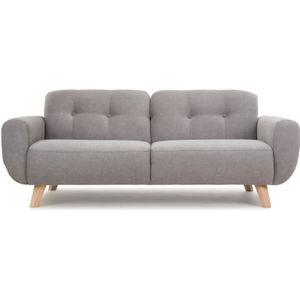 Hexagone Mora Canape Fixe 3 Places Tissu Gris Clair L 194 X