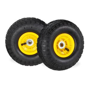 Relaxdays Roue De Diable Pneumatique - Lot De 2 - Jante Acier - Charge 100 Kg - Pour Chariot, Diable