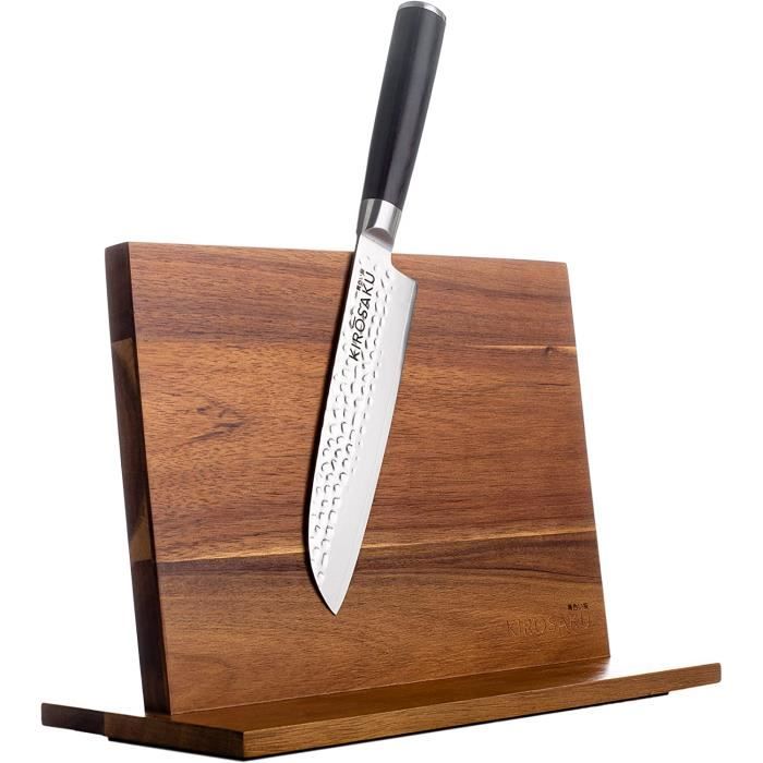 QUINTESSIO Premium XL - Porte couteaux aimanté vides - bloc à couteaux  magnétique des deux côtés - porte-couteaux magnétique - bloc à couteaux  cuisine vides en bois - Noye : : Cuisine et Maison