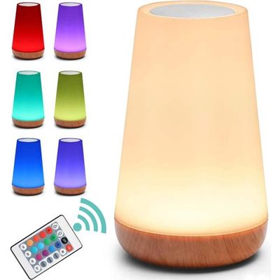 Lampe De Chevet, Veilleuse LED Vec 13 Couleurs Changeantes, RGB Lampe Nuit Tactile Avec Télécommande Pour Cadeau Pour Enfant/Adulte [Classe énergétique F