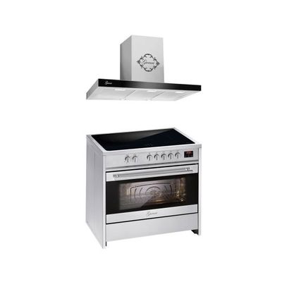 Cuisinière encastrable 4 plaques vitrocéramique et four 56L noir Bomann
