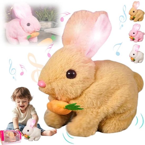 Bunby – Mon Lapin Interactif Réaliste Avec Oreilles Lumineuses & Carotte, Peluche Animée Pour Enfants, Jouet De Pâques Adorable