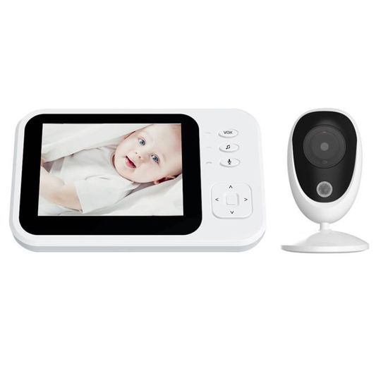 Babyphone Moniteur bébé 2.4GHz Transmission sans fil, 3.5" Large LCD Bébé Surveillance