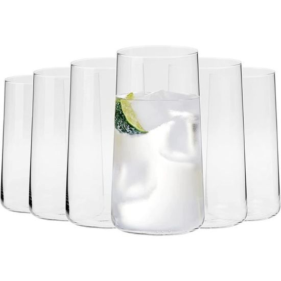 KIAPPO Verres à Eau Splendor - Lot De 6 Verres Cristal 400ml, Design Moderne