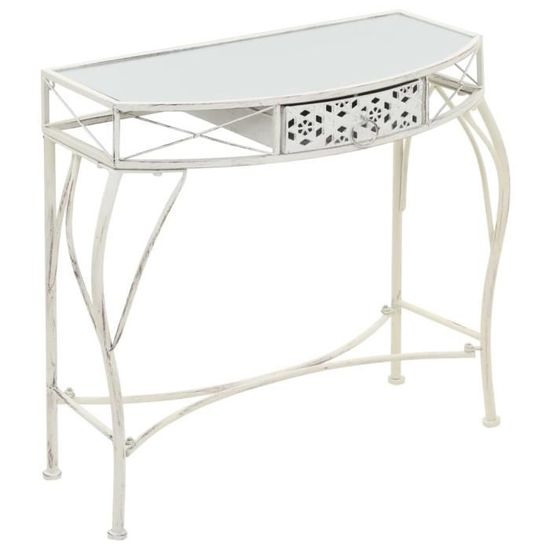 &PRO731888 Table d'appoint Bout de canapé - Style français Métal 82 x 39 x 76 cm Blanc Contemporain Décor
