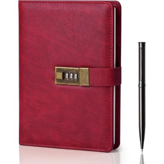 Journal En Cuir PU Texturé Avec Serrure - 224 Pages 100 G/m² - Idéal Pour Secrets & Notes Privées