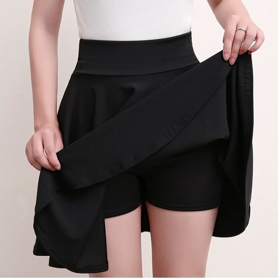 Jupe-culotte En Jean Femme – Taille Haute, Asymétrique – Style Décontracté – Bouton Devant