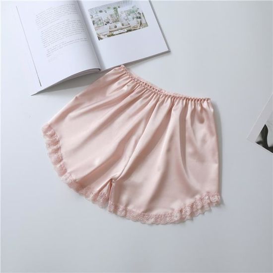 Short D'été En Soie Glacée - Femme - Noir - Taille Haute - Sans Couture - Slim Blanc