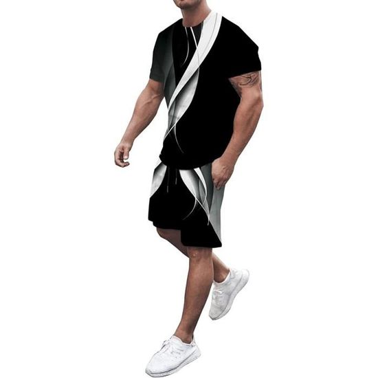 Ensemble Jogging Homme été 2 Pièces - T-shirt Manches Courtes + Short Décontracté