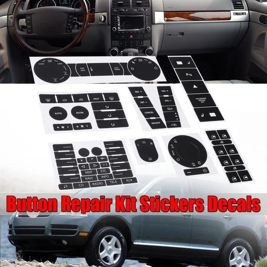 NEUFU Kit Autocollant de Voiture Réparation de Bouton Sticker Pour VW Volkswagen Touareg 2004–2009
