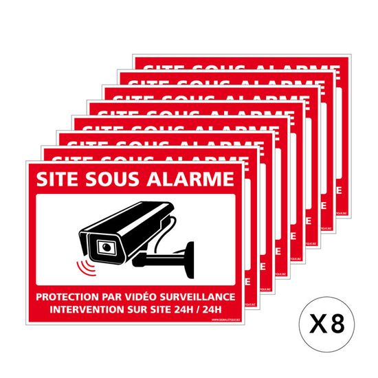 Autocollants 'Propriété Privée Surveillance Vidéo 24h/24' AUA SIGNALETIQUE - Lot De 16 (2x8) - 95x65mm - Fabriqué En France