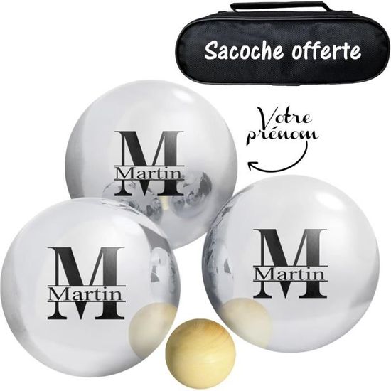 KDO MAGIC Boule de pétanque personnalisée Triplette 720gr gravée Lot de 3 Boules et 1