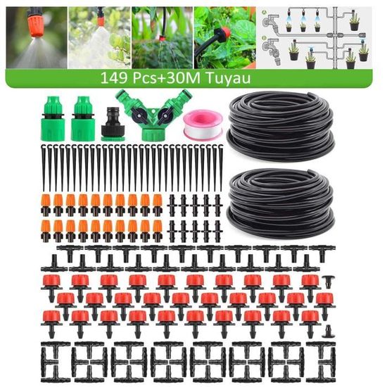 Kit d'irrigation Goutte, 30M Kit Micro Irrigation Goutte à Goutte Jardin Système d'Arrosage Pour Jardin, Pelouse, Paysage, Potager