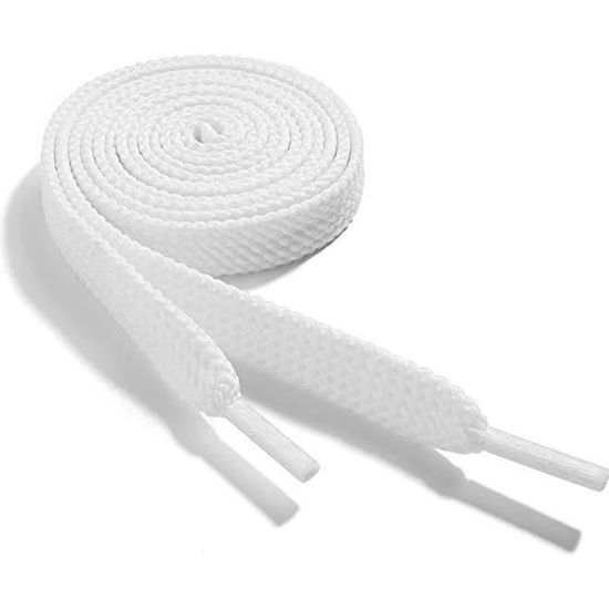 Lacets Plats 8mm X 120cm – Lot De 2 Paires – Blanc Ou Noir – Pour Chaussures Adultes Et Enfants