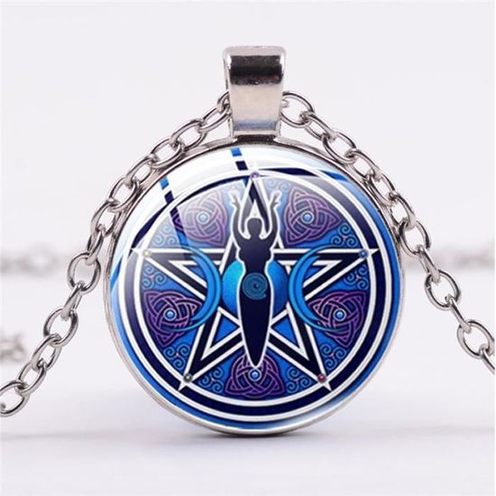 Collier Long Witches Knot & Pentagramme - Chaîne En Y Ajustable, Acier Inoxydable - Symbole Mystique
