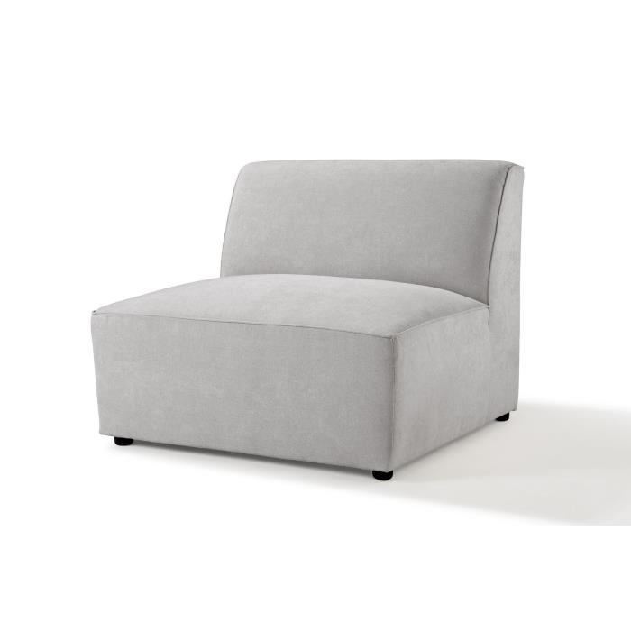 HEXAGONE - STERLING Fauteuil Modulable - Tissu Gris Clair - L 100 x P 100 x H 75 cm