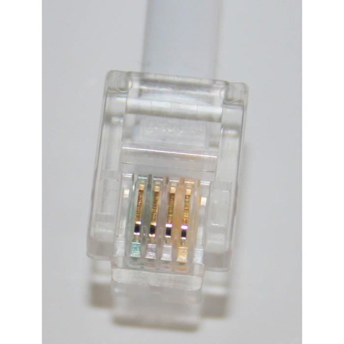 Câbles Ethernet World of Data - Câble ADSL de 15 m - Broches de Contact Or Modem routeur Internet RJ11 Haut débit Blanc 279238
