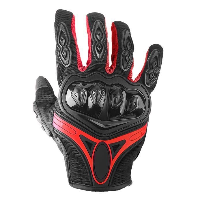 NEUFU Gants Doigt Complet Protection Moto Vélo Sport Gants Fonctionnement de l'écran tactile rouge M HB031 -YAP