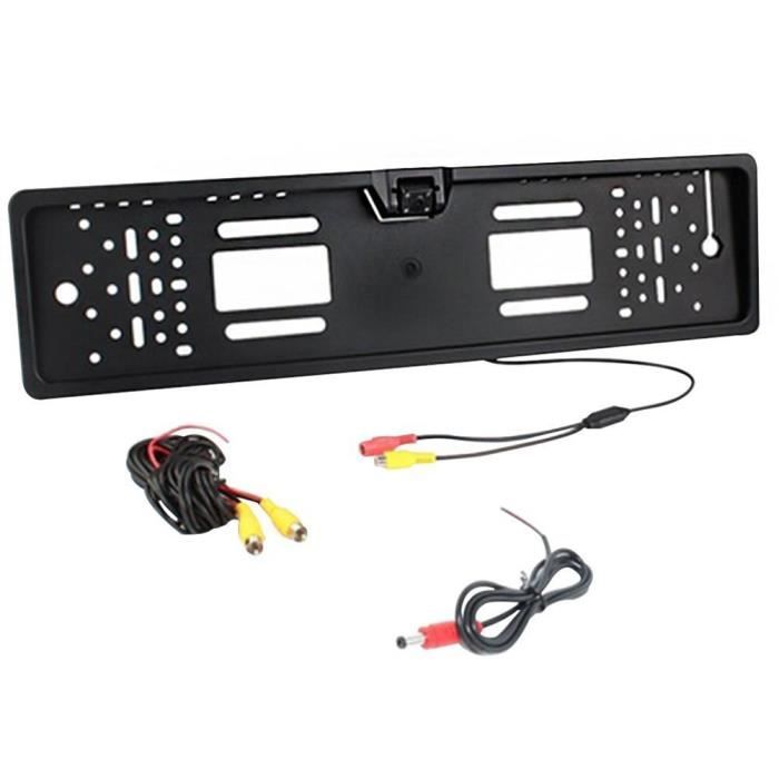 Caméra de recul de voiture de cadre de plaque d'immatriculation de cadre européen-noir-Quatre lumières