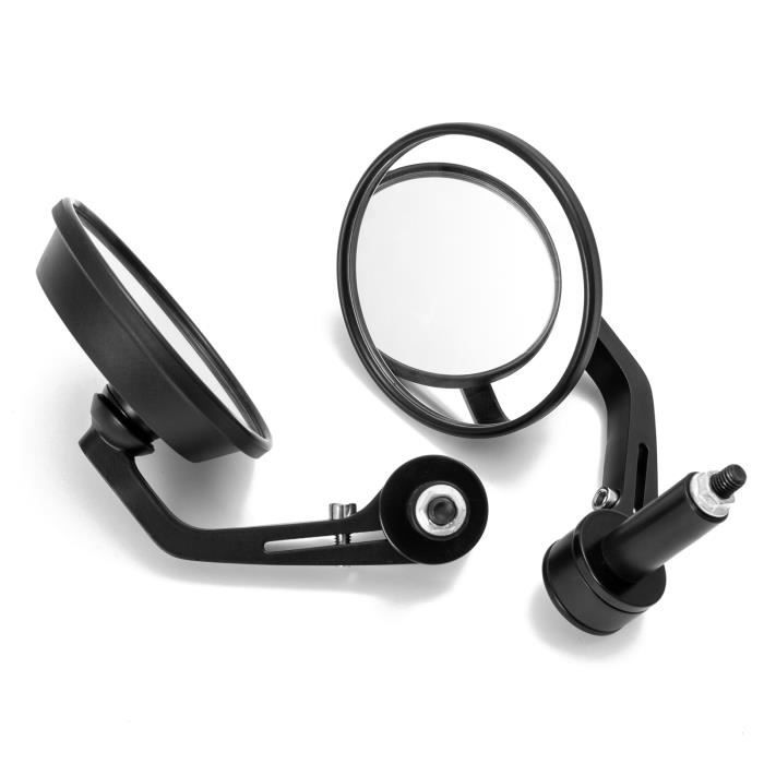 Paire Rétroviseurs Embout Guidon Moto Universel Miroirs Noir 18mm A-Pro