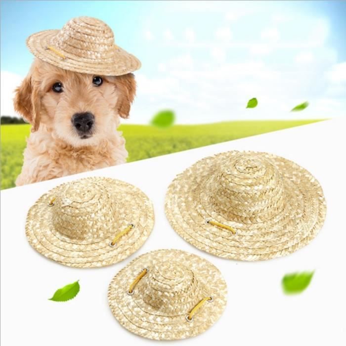 Chapeau,Chapeau de soleil pour animaux de compagnie Chapeau de Style hawaïen tissé à la main, chapeaux réglables pour - Type A-S