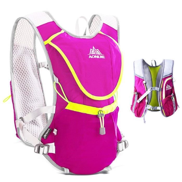 Hydration Pack Sac à Dos Professionnel 8L à l'extérieur Mochilas Trail Marathoner Course à Pied Vélo d'hydratation Gilet -Rose Rouge