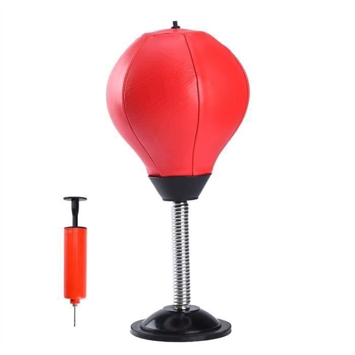 bureau punching ball aspiration autoportant Reflex de boxe sac de boxe piédestal boule avec Free gonfleur, Rouge