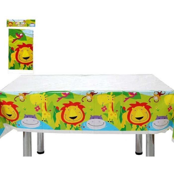 ATOSA Nappe de fête - Imprimé animaux de la jungle - En plastique - 137x182 cm