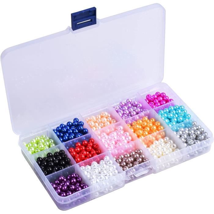 1500-Pièce 15-Couleur Demi-Sphère Perles Rondes Perles Nacrées Teint pour Bricolage Artisanat Colliers Bracelets Boucles (6mm)