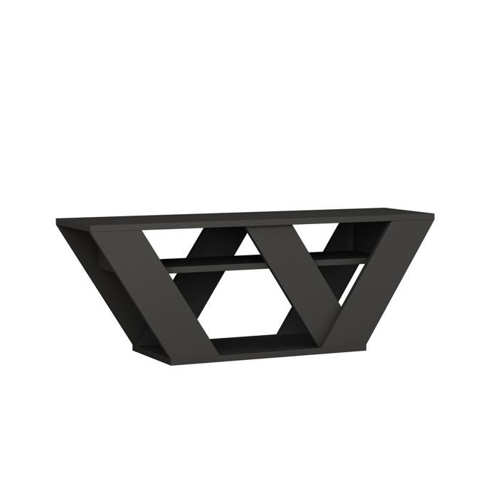 SUBLEEM Meuble télé AZIO Anthracite Anthracite Moderne Rangements Fonctionnel