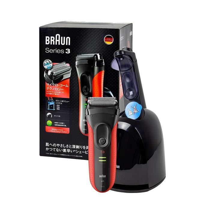 Braun Série 3 ProSkin 3050 cc rasoir électrique pour homme/rasoir électrique rechargeable - Version Japon - Rouge