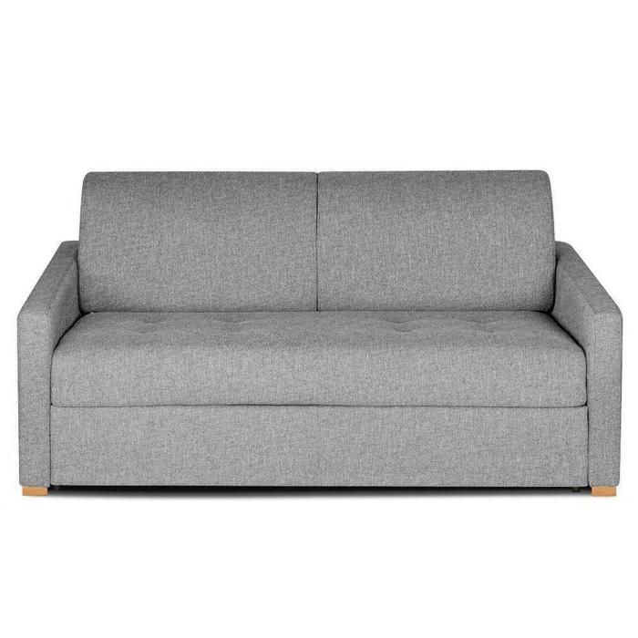 Canapé convertible express BIRDY 140cm matelas 16cm mono assise capitonnée tweed gris silex gris Tissu Inside75