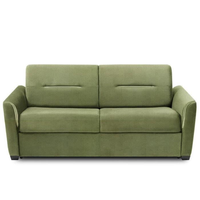 Canapé convertible EXPRESS AMAZONE 140cm matelas 16cm velours vert vert Tissu Inside75
