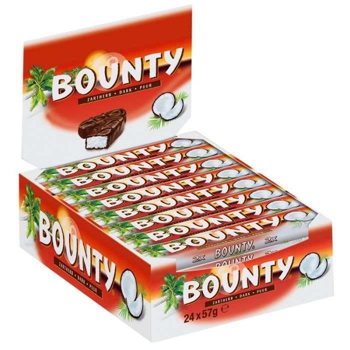 Bounty chocolat noir, barres, chocolat, 24 Bars