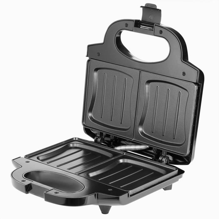 Appareil à sandwichs XXL noir 750W sans BPA panini grill électrique croque-monsieur toast poignée machine à sandwichs cuisine