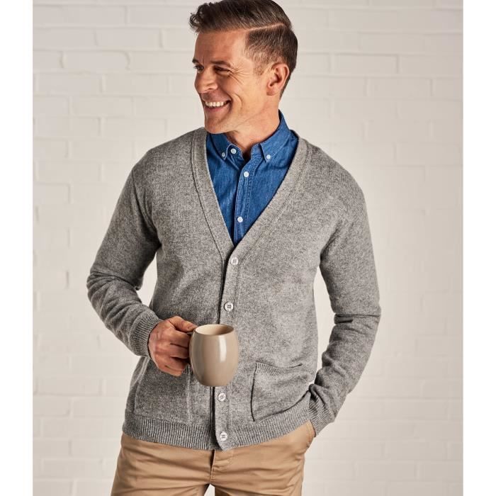 WoolOvers Cardigan à col V Pour Homme Laine d'Agneau