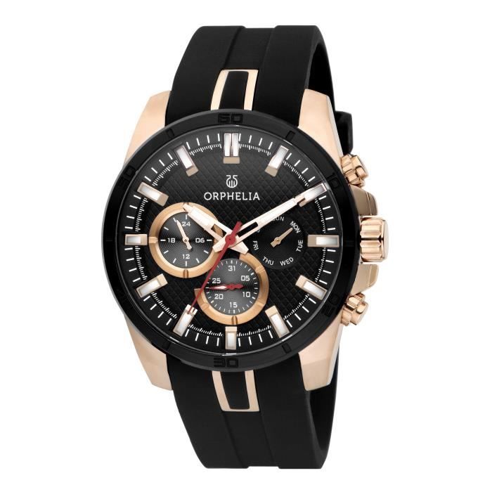 ORPHELIA - Montre Homme - Quartz Multi Dial - Bracelet Silicone Noir - OR86601