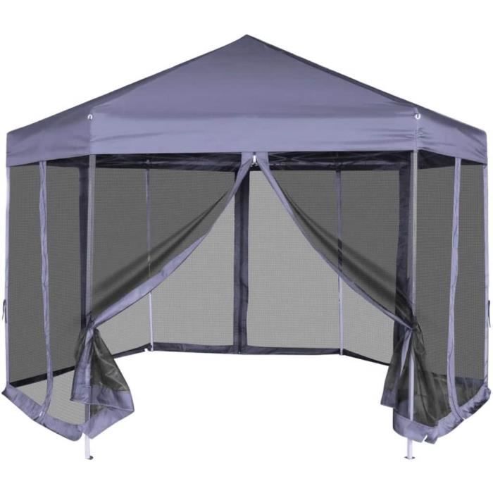 Chapiteau de fête Tonnelle de Jardin, Pavillon de Jardin, Tente de Réception hexagonal avec 6 parois latérales 3,6 x 3,1 x 2,65 m