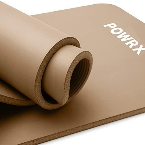 POWRX Tapis de gymnastique avec Sangle de transport + sac / ( Couleur: Marron, 190 x 100 x 1,5 cm )