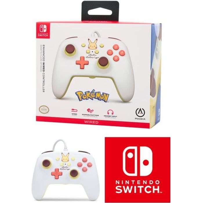Manette filaire SWITCH Nintendo - Pokémon - ELECTRIQUE Pikachu EDITION Officielle avec Câble USB détachable