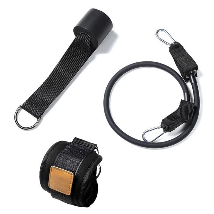 Porte de remise en forme Sports Exercice Bande Élastique Avec Anneau De Pied Leggings Boucle Sangle De Cheville -Noir