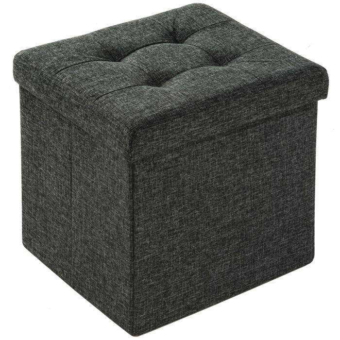 TECTAKE Tabouret Siège Pouf Coffre de Rangement Cube Pliant Rembourré 38 cm x 38 cm x 38 cm Gris