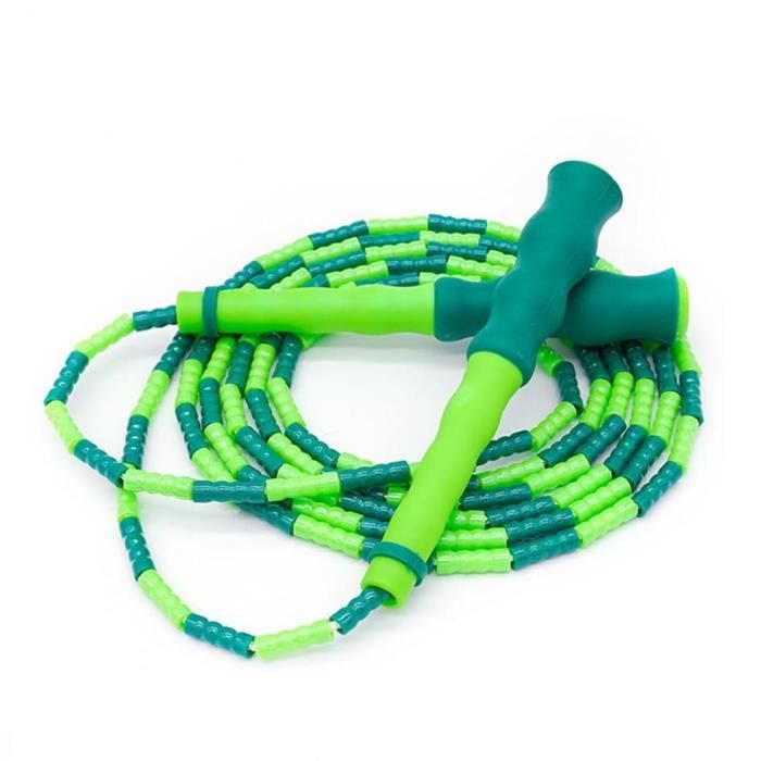 Réglable Corde à sauter Corde à sauter Tangle libre avec Segment souple perlée école de remise en forme (vert)