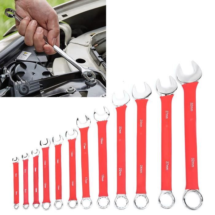 12 pièces ensemble de clés combinées outils de clé de 6 à 32 mm + panneau de blocs magnétiques éponge